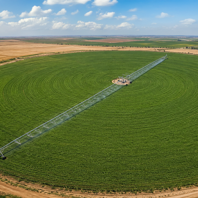 AksuPivot centre pivot machine irrigating a circular field