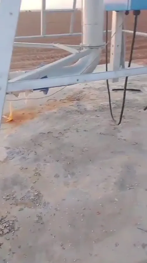 The blue AksuPivot control panel mounted on the pivot point A-frame in Egypt