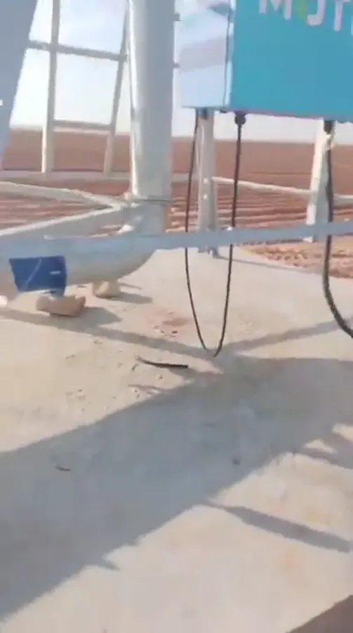 The base of an AksuPivot pivot point on red desert soil in Egypt